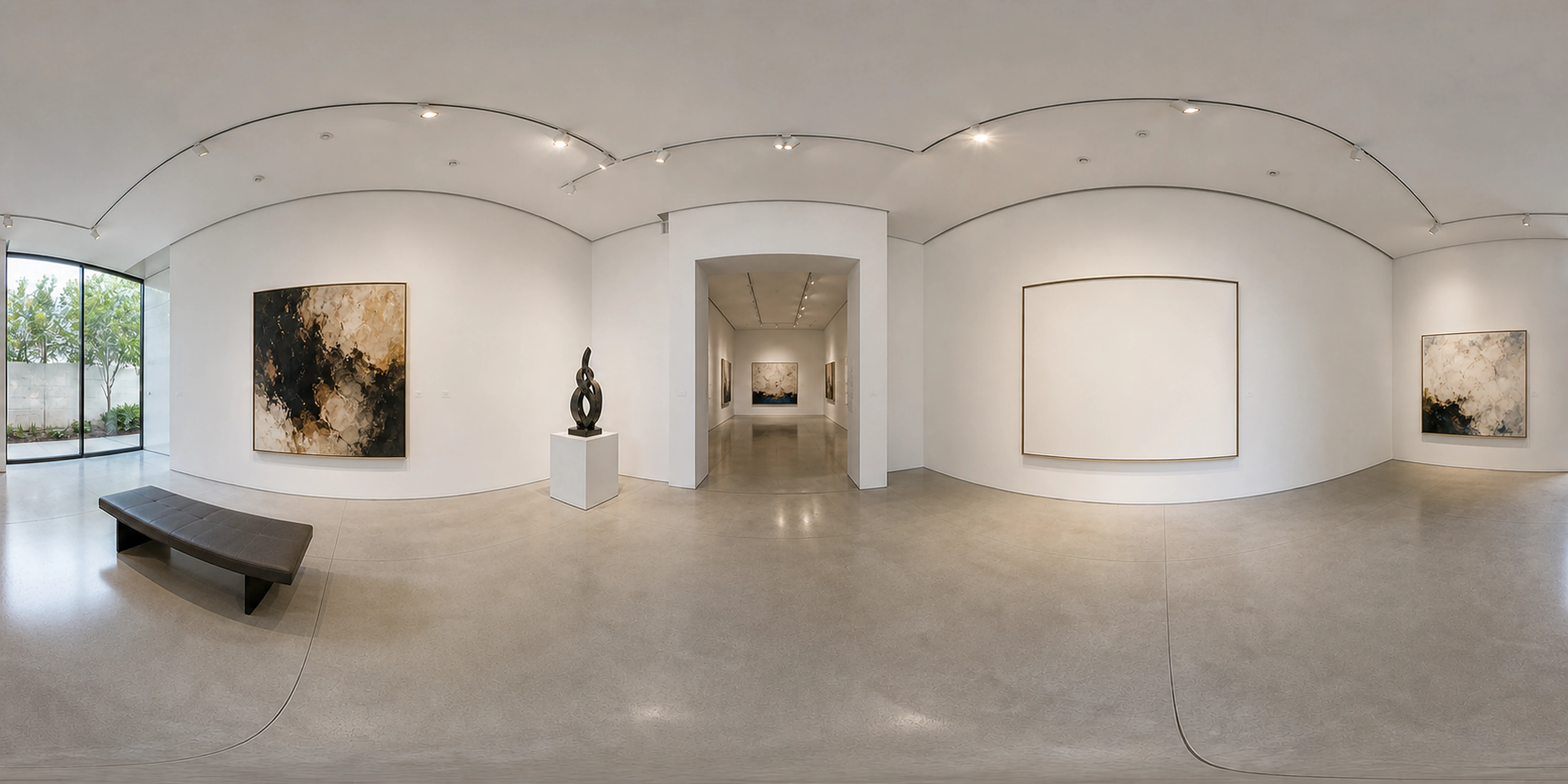 Gallery interior where contextual hotspots can explain artworks